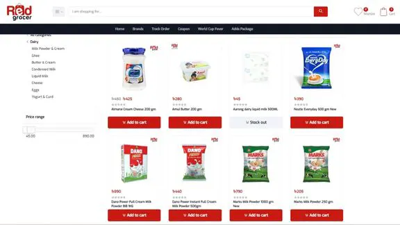 Red Grocer website product page screenshot