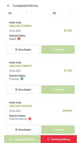 Red Grocer Delivery app delivery history screenshot