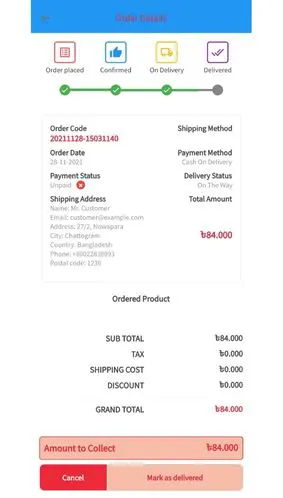 Red Grocer Delivery app order history screenshot